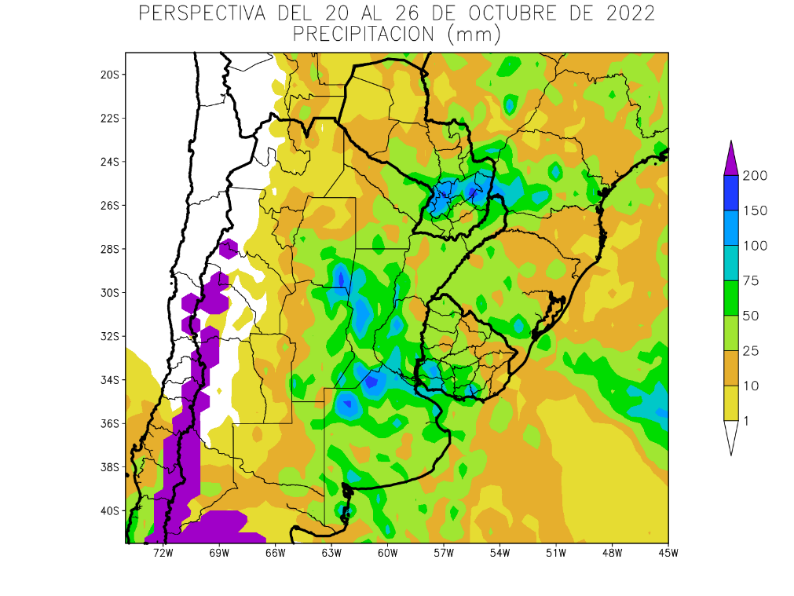 Los vientos del trópico producen precipitaciones de frente caliente sobre la mayor parte del área agrícola.
