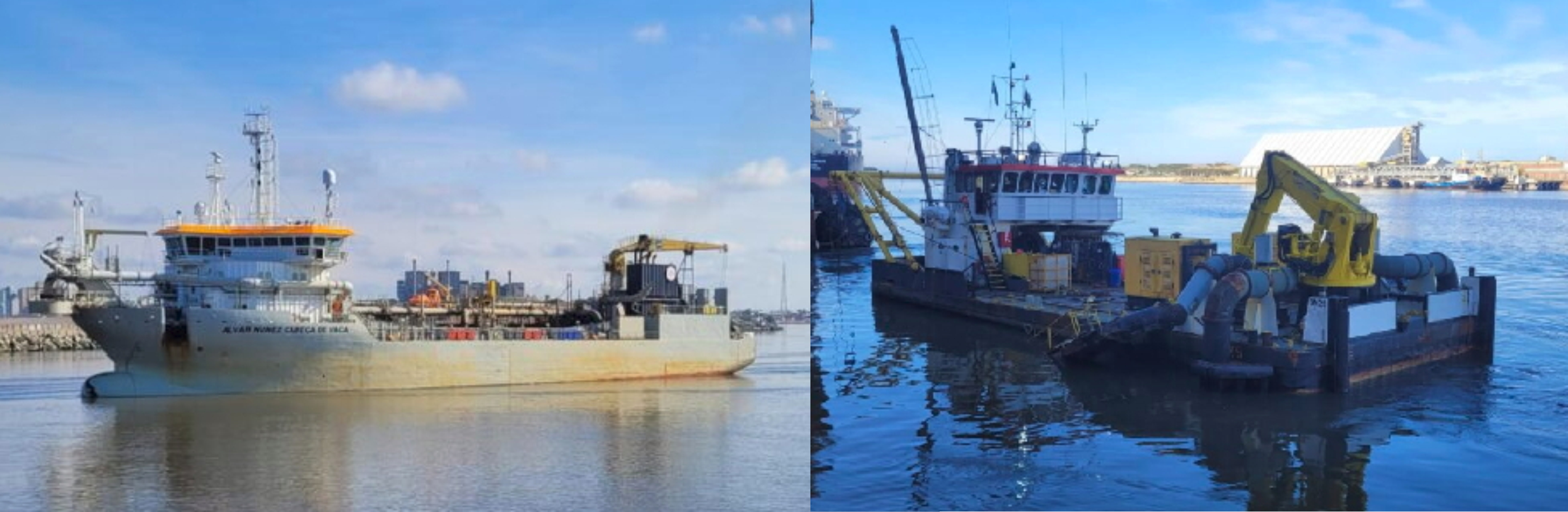 Puerto Quequén: Una draga de inyección y una de succión se encuentran trabajando