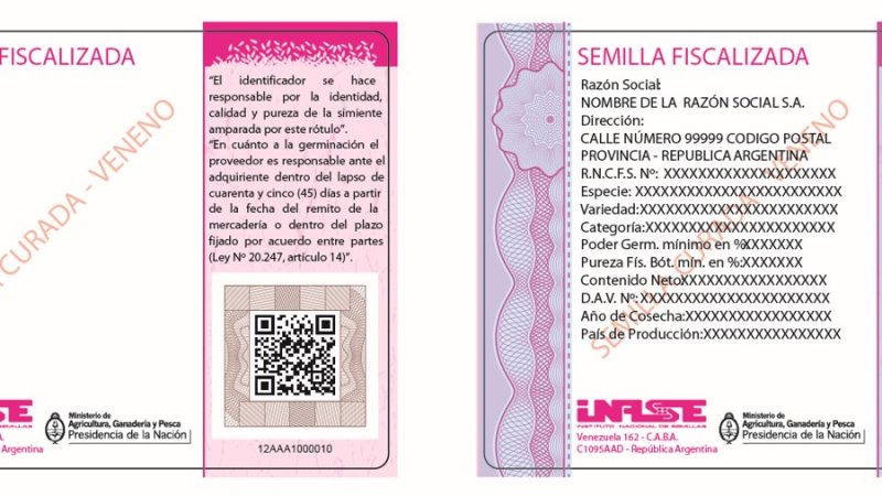 Solo el Estado podrá utilizar la frase “semilla fiscalizada” en los envases de estos insumos