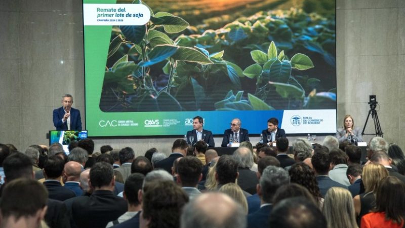 Récord en la BCR: el primer lote de soja se remató a $1,8 millones por tonelada y lo recaudado será donado a UNICEF